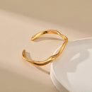 1-Piece Gold-Tone Wavy Open Cuff Bracelet-7