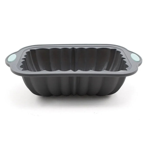 1-Piece Rectangular Flower-Pattern Cake Pan, Grey