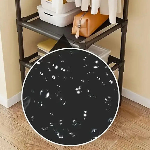 1-Piece Corner Clothes Rack with Shelves and Hooks, Black