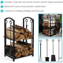5-Piece Firewood Storage Rack and Fireplace Tool Set-7