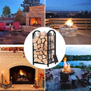 5-Piece Firewood Storage Rack and Fireplace Tool Set-9