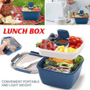 1-Piece Blue Two-Tier Lunch Box with Tray, Dressing Container and Fork-14