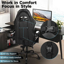 Black and White Gaming Chair with Footrest and Lumbar Support-11