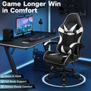 Black and White Gaming Chair with Footrest and Lumbar Support-12