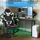 Black and White Gaming Chair with Footrest and Lumbar Support-13