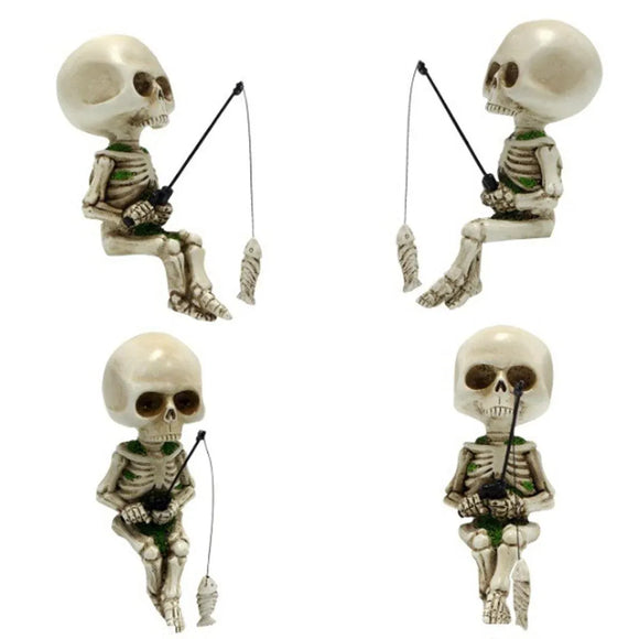 1-Piece Fishing Skeleton Garden Ornament
