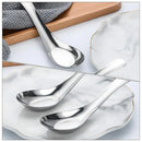 10pcs Stainless Steel Flat Bottom Spoon Household Kitchen Dining Soup Spoon Set-10