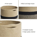 1-Piece 30 cm Woven Cotton Rope Storage Basket, Black and Beige-8