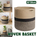 1-Piece 30 cm Woven Cotton Rope Storage Basket, Black and Beige-13