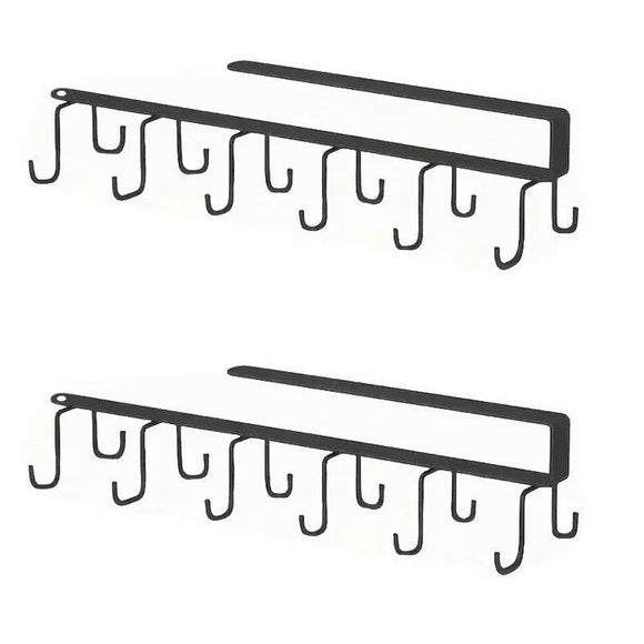 2-Piece Black Under-Shelf Cup Holder Rack Set