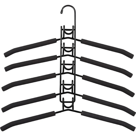 Space saving Multi layer Folding Hanger Hook Closet Organizer Clothes Rack - Black