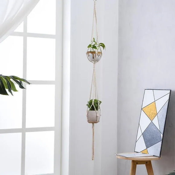 5-Piece Macrame Plant Hanger Set for Indoor Pots