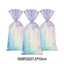 Mermaid Party Favour Bags 150 Pack with Gold Twist Ties 27.5 x 13 cm-9