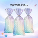 Mermaid Party Favour Bags 150 Pack with Gold Twist Ties 27.5 x 13 cm-10