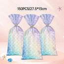 Mermaid Party Favour Bags 150 Pack with Gold Twist Ties 27.5 x 13 cm-11
