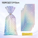 Mermaid Party Favour Bags 150 Pack with Gold Twist Ties 27.5 x 13 cm-12