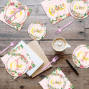 96-Piece First Birthday Floral Tableware Pack for 24 Place Settings-11