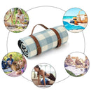 1-Piece Blue and White Check Picnic Blanket with Carry Straps, 200 x 200 cm-11