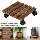 1-Piece Brown Rolling Plant Pot Stand with Four Castors, 25 x 25 cm-1