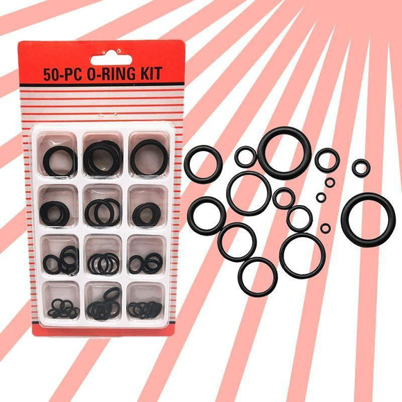 Rubber O-Ring Assortment Kit 50PC- Pack O-Rings Set Automotive Plumbing Seals