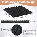 Black Egg-Crate Wall Panel Set 30 x 30 x 3 cm - 20 Pieces-3