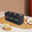 Black Three-Compartment Cutlery Organiser 25.5 x 8.7 x 11 cm - 1 Piece-9