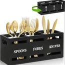 Black Three-Compartment Cutlery Organiser 25.5 x 8.7 x 11 cm - 1 Piece-11