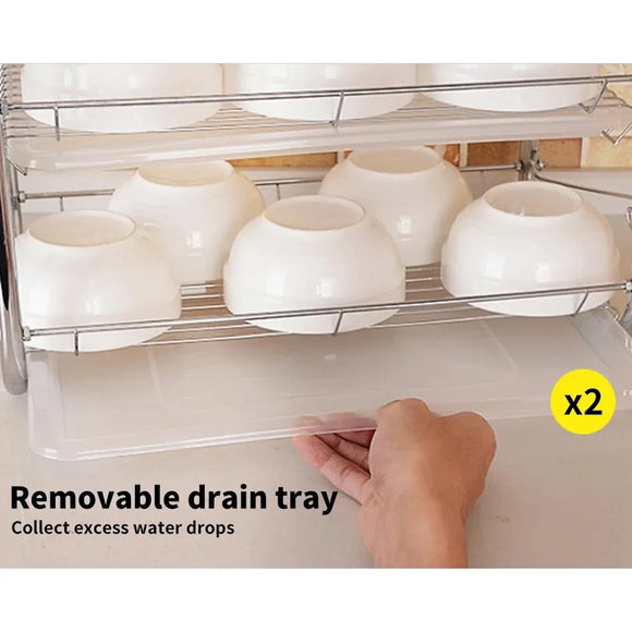 Kitchen Bowl Dish Rack Drainer Storage Cutlery Holder Cupboard Organizer