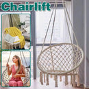 Beige Hanging Chair with Tassels and Two Rings - 1 Piece-1
