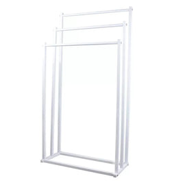 3 Tier Metal Towel Rack Freestanding 3 Bars Drying Shelf Holder Stand Organizer - 0