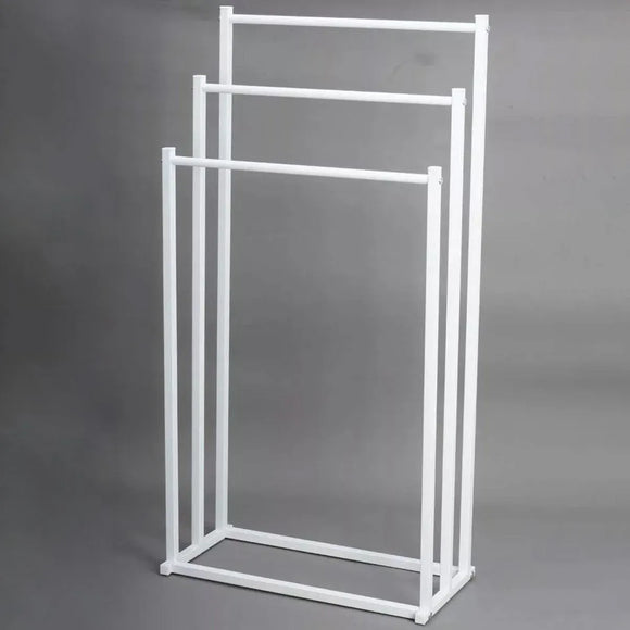 3 Tier Metal Towel Rack Freestanding 3 Bars Drying Shelf Holder Stand Organizer
