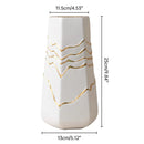 1 White Ceramic Vase with Gold-Coloured Wavy Detail, 13 x 11.5 x 25 cm-3