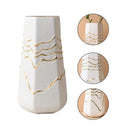 1 White Ceramic Vase with Gold-Coloured Wavy Detail, 13 x 11.5 x 25 cm-8