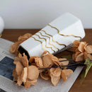 1 White Ceramic Vase with Gold-Coloured Wavy Detail, 13 x 11.5 x 25 cm-12