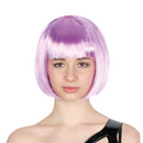 Bob Wig Costume Short Straight Fringe Cosplay Party Full Hair Womens Fancy Dress - Lilac-2