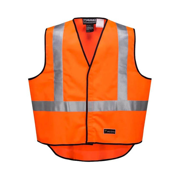 HUSKI Hi Vis Patrol Vest 3M Reflective Tape Safety Workwear High Visibility - Orange