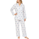 Womens Pyjama Set 100% Cotton Long Sleeve Button Up PJs Sleepwear - Blue Floral-1