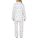 Womens Pyjama Set 100% Cotton Long Sleeve Button Up PJs Sleepwear - Blue Floral-5