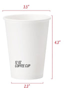 1000x 12oz Premium Paper Coffee Cups in White Bulk Wax Free Extra Strong in White-9