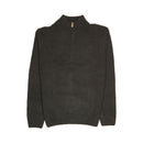 100% SHETLAND RAGG WOOL Half Zip Up Knit JUMPER Pullover Mens Sweater Knitted - Plain Black - XL-5