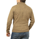 100% SHETLAND RAGG WOOL Half Zip Up Knit JUMPER Pullover Mens Sweater Knitted - Nutmeg - XL-3
