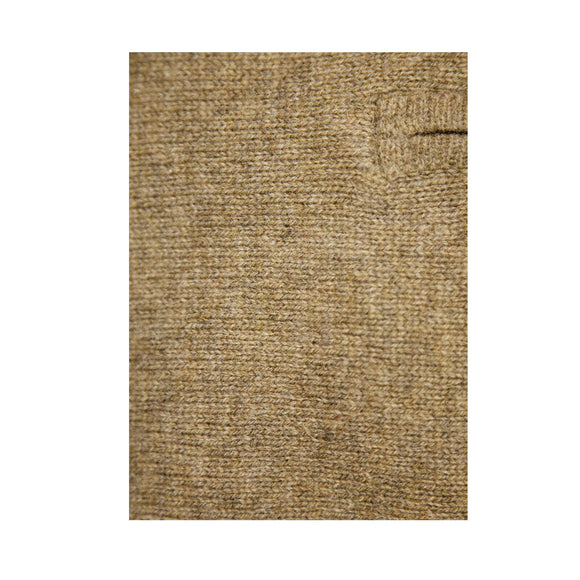 100% SHETLAND RAGG WOOL Half Zip Up Knit JUMPER Pullover Mens Sweater Knitted - Nutmeg - XL