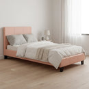 Single PU Leather Bed Frame Pink-7