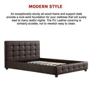 Queen PU Leather Deluxe Bed Frame Brown-9
