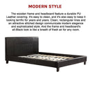 Queen PU Leather Bed Frame Black-9