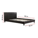 Queen PU Leather Bed Frame Black-10