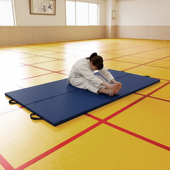 Folding Blue Exercise Mat – Gymnastics, Martial Arts, Yoga, Karate & Judo Training