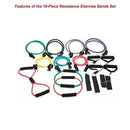 19PC Resistance Exercise Fitness Bands Tubes Kit Yoga Set-11