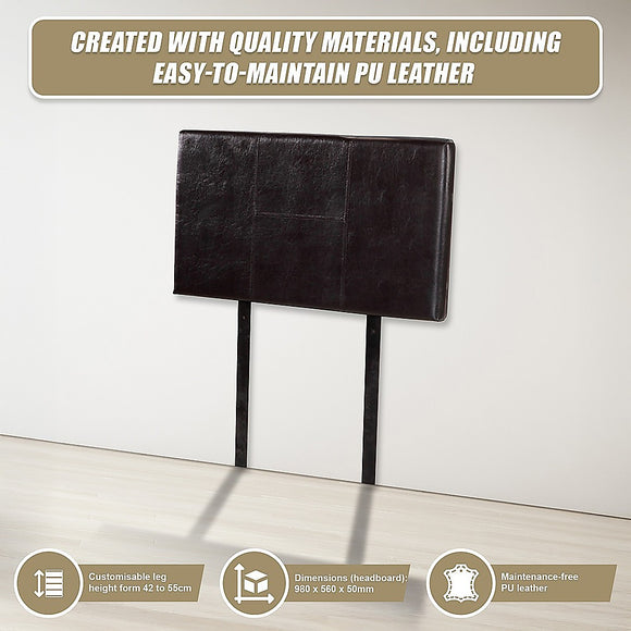 PU Leather Single Bed Headboard Bedhead - Brown
