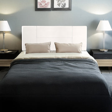 PU Leather Double Bed Headboard Bedhead - White - 0